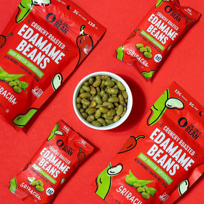 The Only Bean - Crunchy Roasted Edamame Beans (Sriracha) - Keto Snack, High Protein, Healthy Snacks, Low Carb, Gluten-Free & Vegan (0.9oz) (10 Pack)