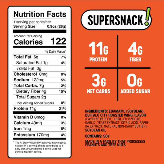 The Only Bean - Crunchy Roasted Edamame Beans (Buffalo) - Keto Snack, High Protein, Healthy Snacks, Low Carb, Gluten-Free & Vegan (0.9oz) (10 Pack)