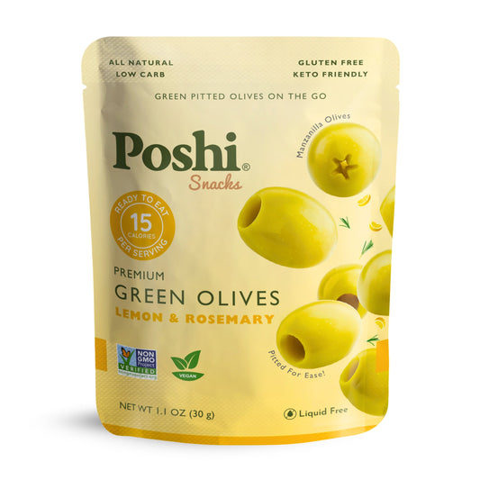 Pitted Green Olives With Lemon & Rosemary - 10 Snack Packs (1.1 OZ/Pouch)